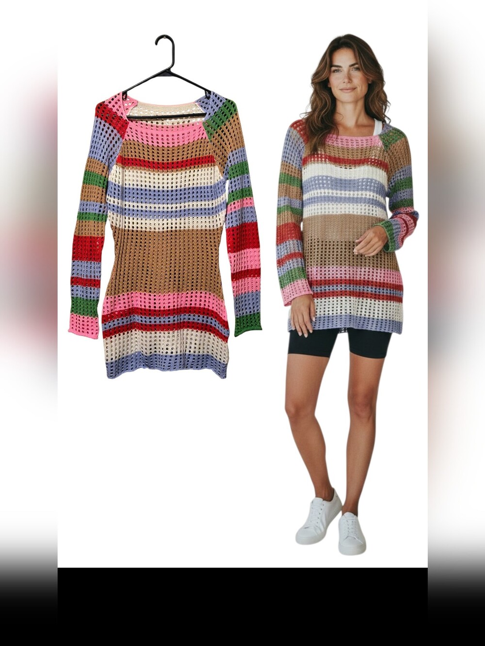 Crochet Knit Sweater Dress Size Large
